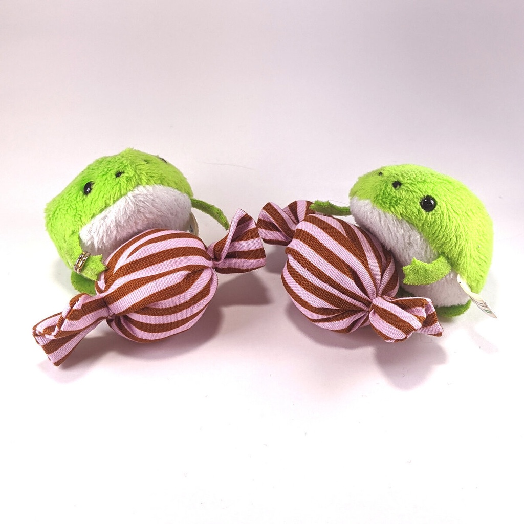 ミニチュアキャンディクッション/ストライプ・ピンク+ブラウン・2個