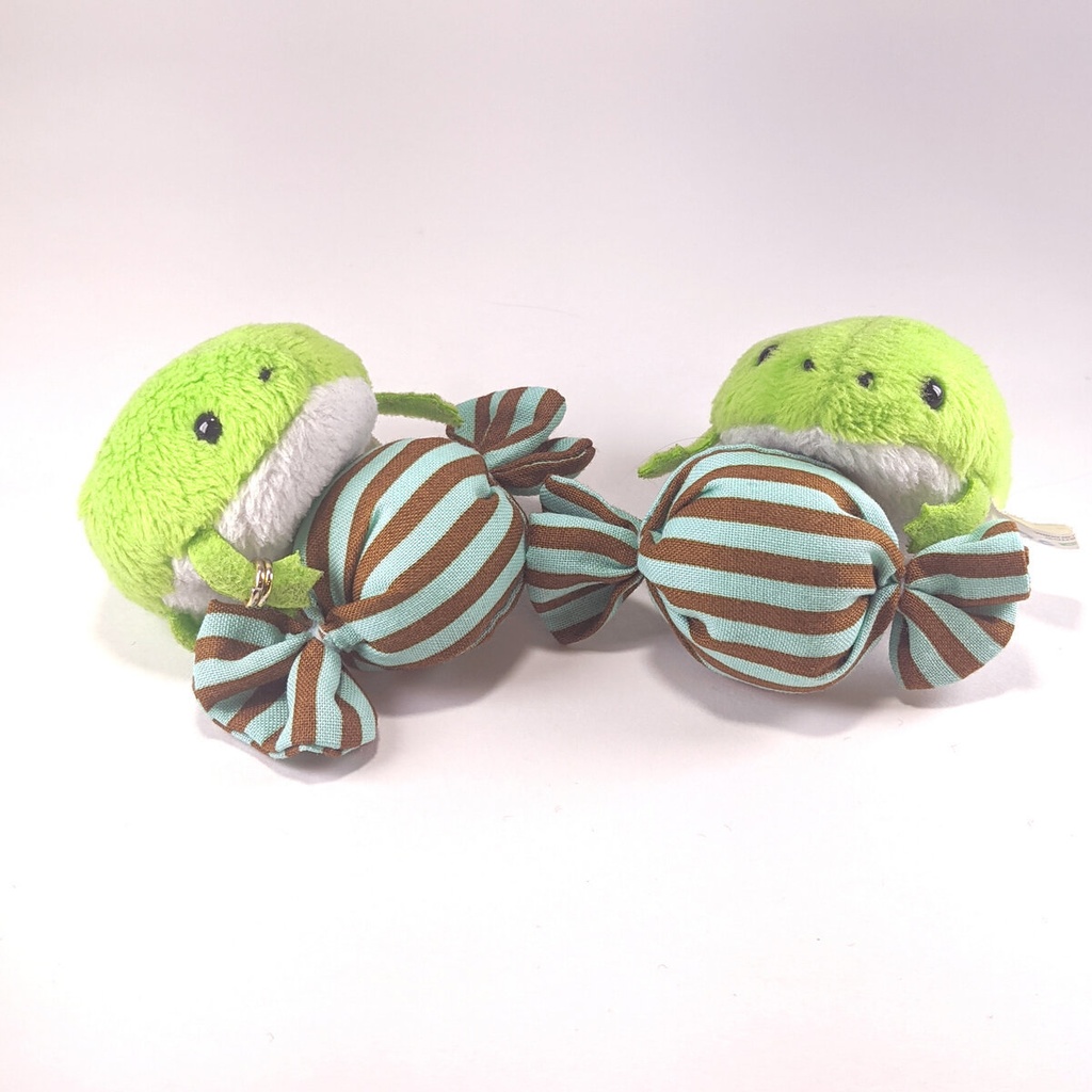 ミニチュアキャンディクッション/ストライプ・ミントブルー+ブラウン・2個