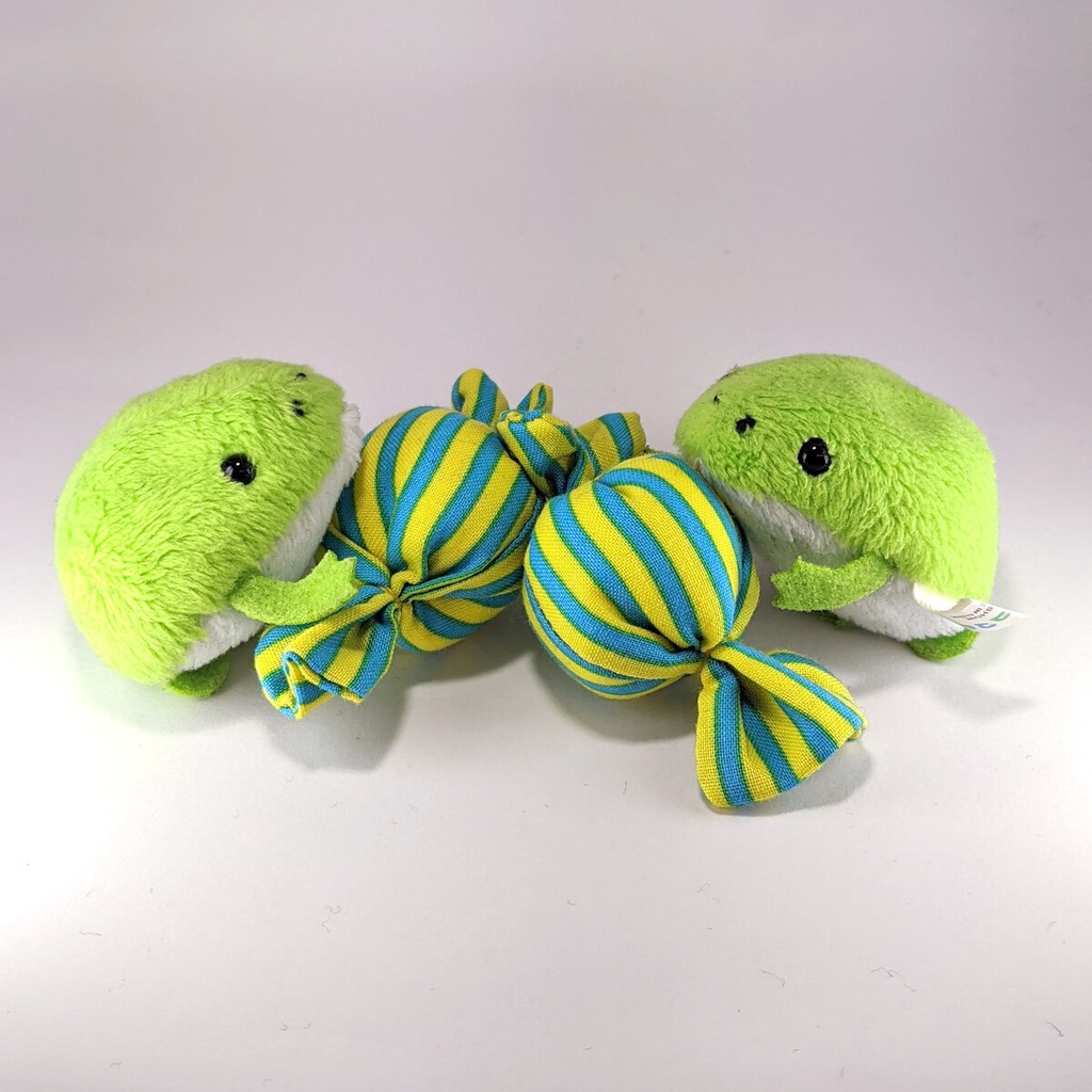 ミニチュアキャンディクッション/ストライプ・イエロー+スカイブルー・2個