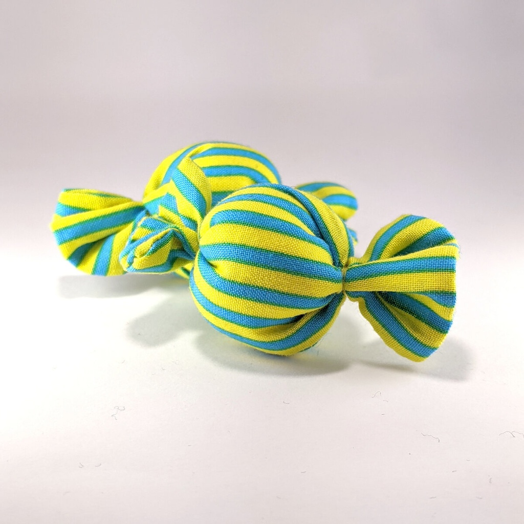 ミニチュアキャンディクッション/ストライプ・イエロー+スカイブルー・2個