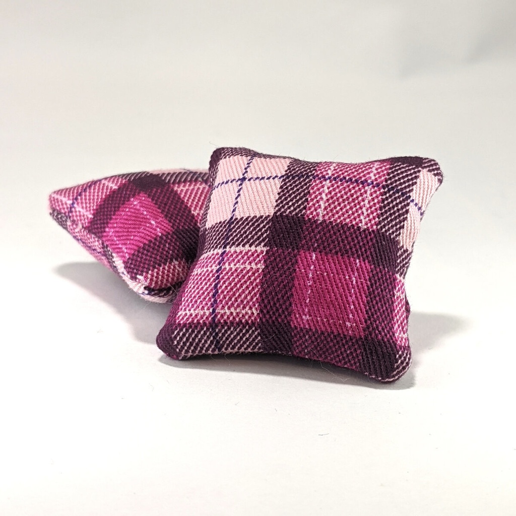 ミニチュアスクエアクッション/チェック柄 ピンク色・2個