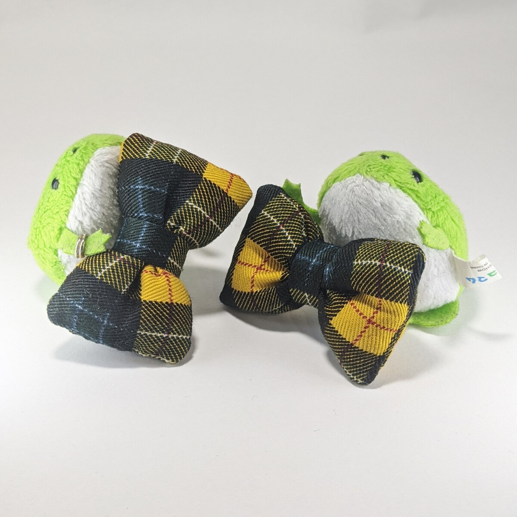 ミニチュアリボンクッション/チェック柄 黄色・2個