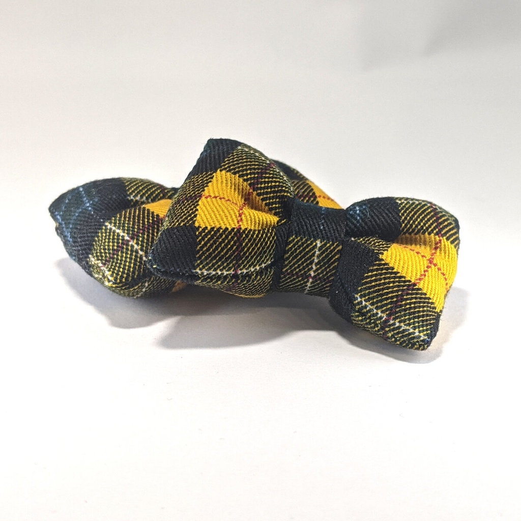 ミニチュアリボンクッション/チェック柄 黄色・2個