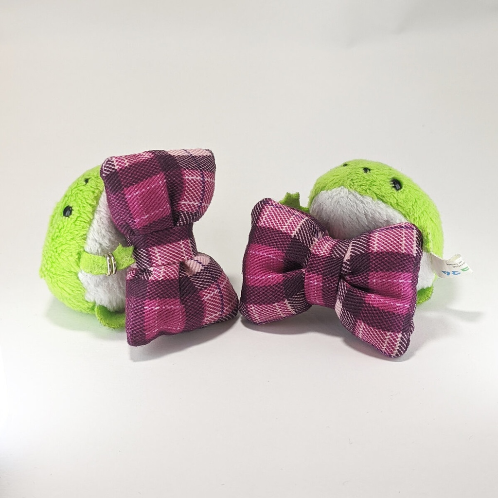 ミニチュアリボンクッション/チェック柄 ピンク色・2個