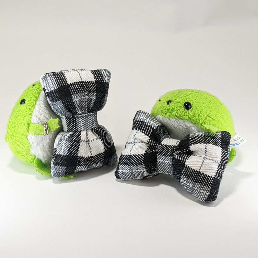 ミニチュアリボンクッション/チェック柄 白色・2個