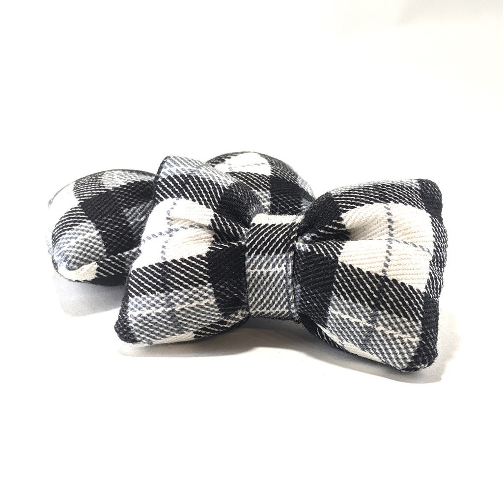 ミニチュアリボンクッション/チェック柄 白色・2個