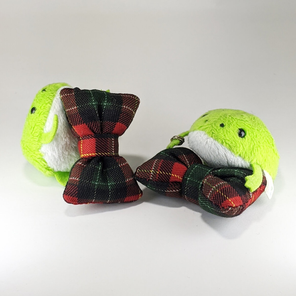 ミニチュアリボンクッション/チェック柄 赤色・2個