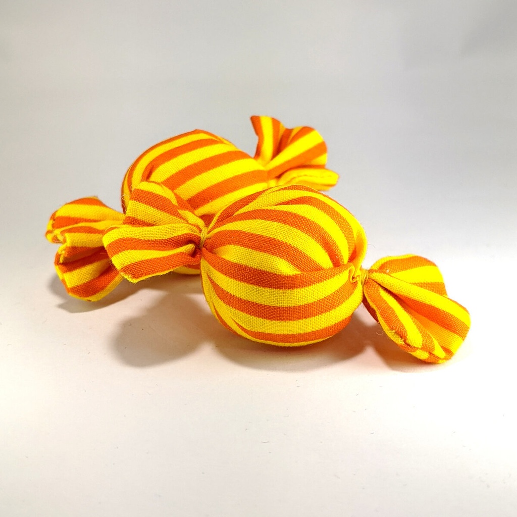 ミニチュアキャンディクッション/ストライプ・イエロー+オレンジ・2個