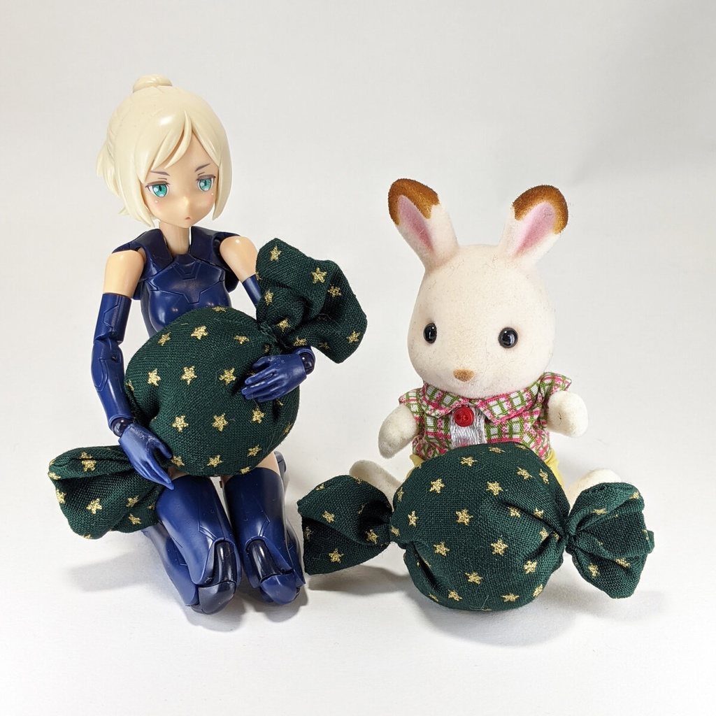 ミニチュアキャンディクッション/リスマスグリーン・2個