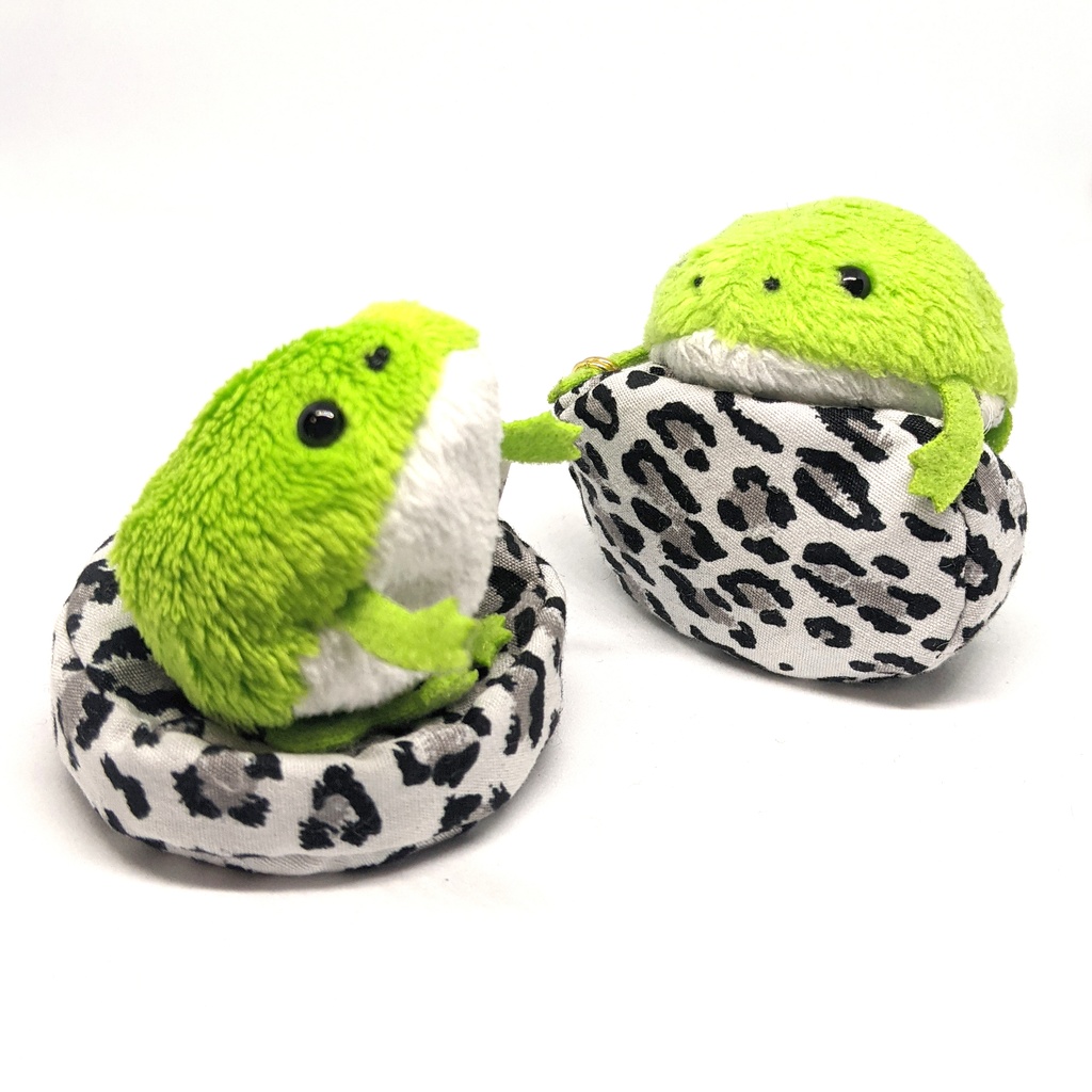 ミニチュアビーズクッション/ラウンド型 ヒョウ柄ホワイト・2個