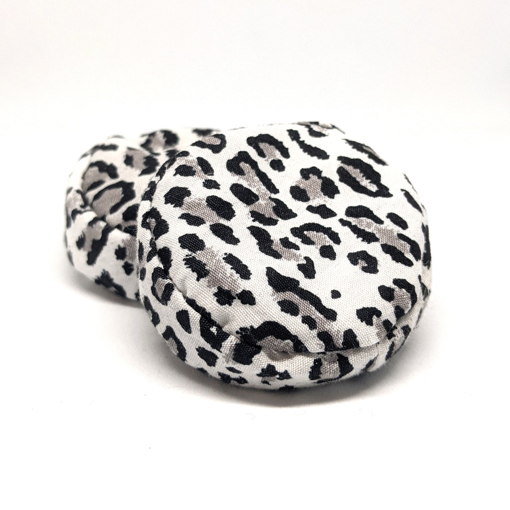 ミニチュアビーズクッション/ラウンド型 ヒョウ柄ホワイト・2個