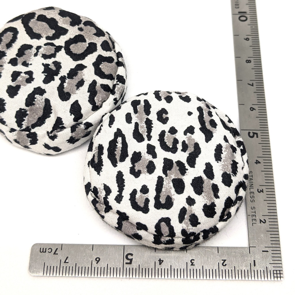 ミニチュアビーズクッション/ラウンド型 ヒョウ柄ホワイト・2個