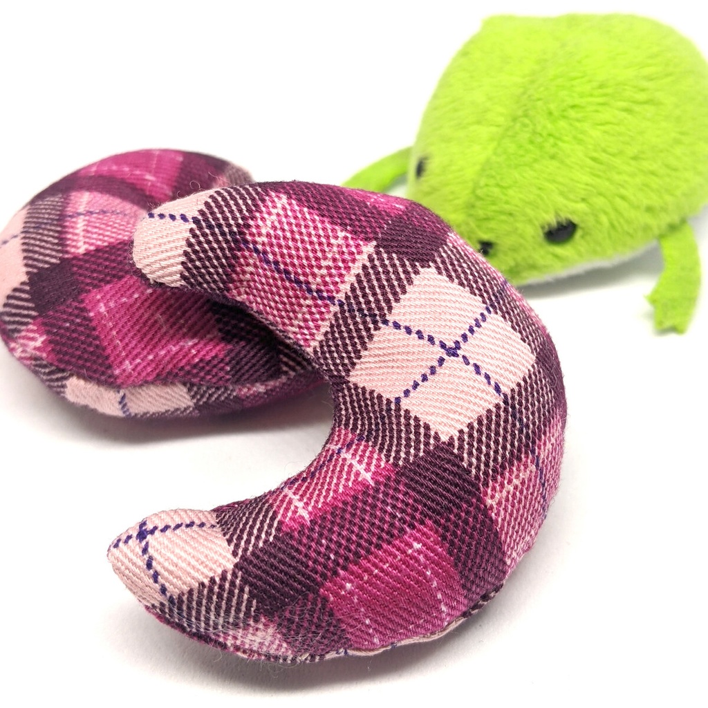 ミニチュア月型クッション/チェック柄ピンク色・2個