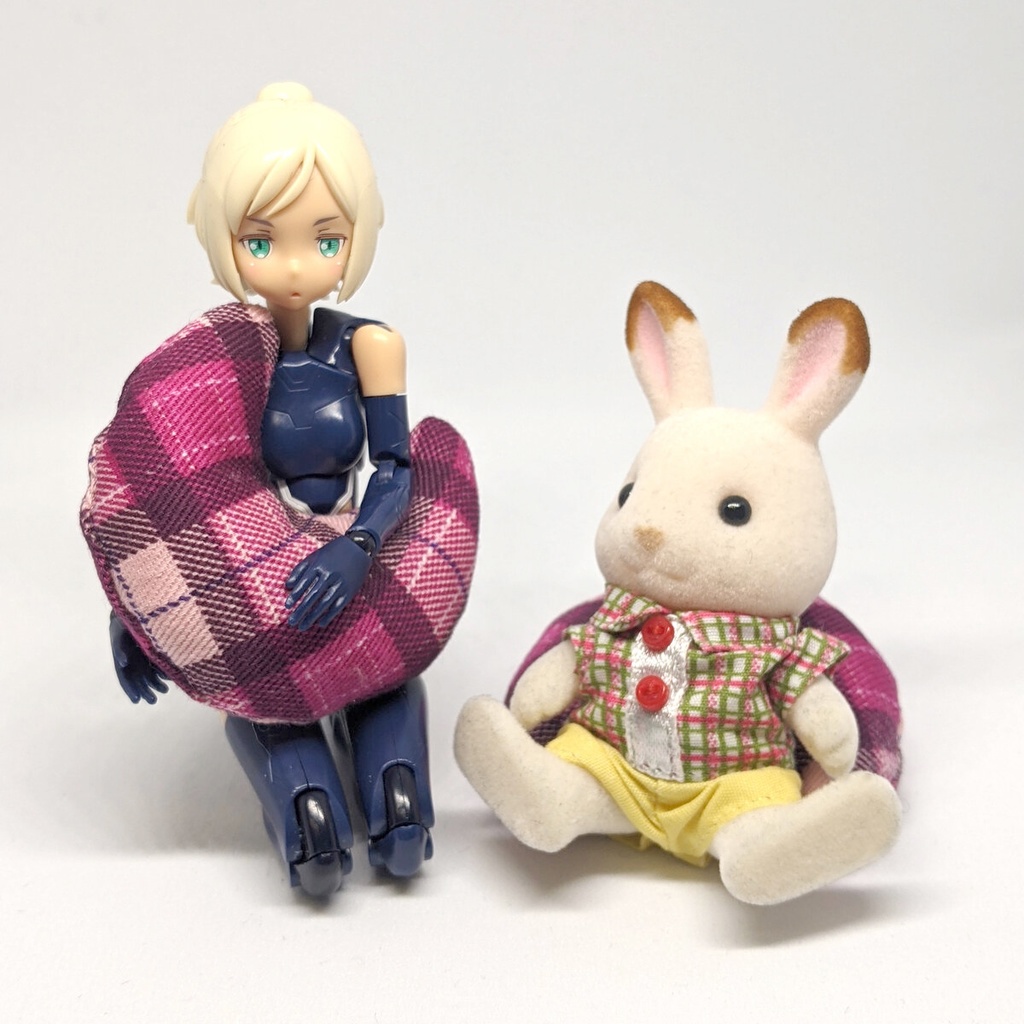 ミニチュア月型クッション/チェック柄ピンク色・2個