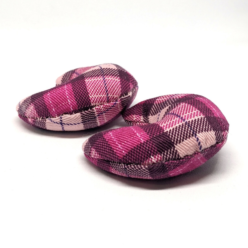 ミニチュア月型クッション/チェック柄ピンク色・2個