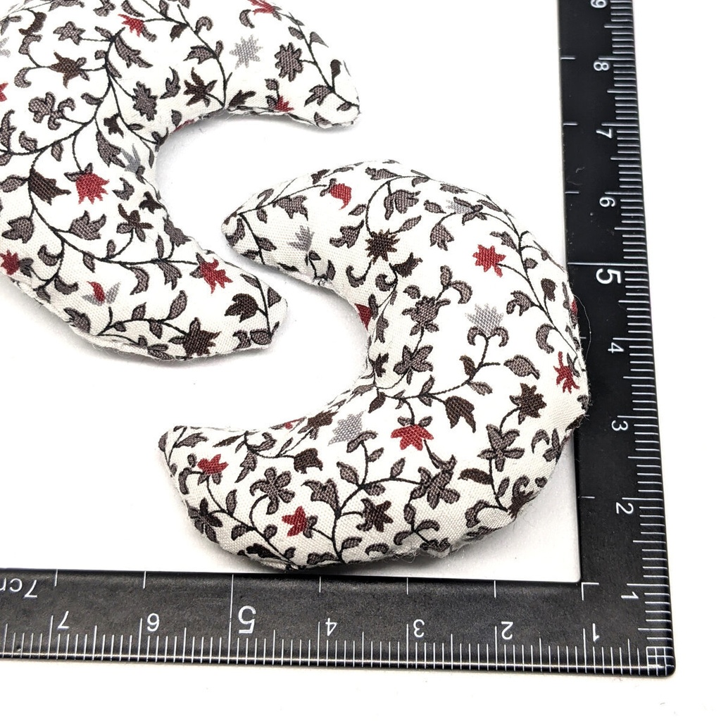 ミニチュア月型クッション/アンティーク風 蔦柄・2個