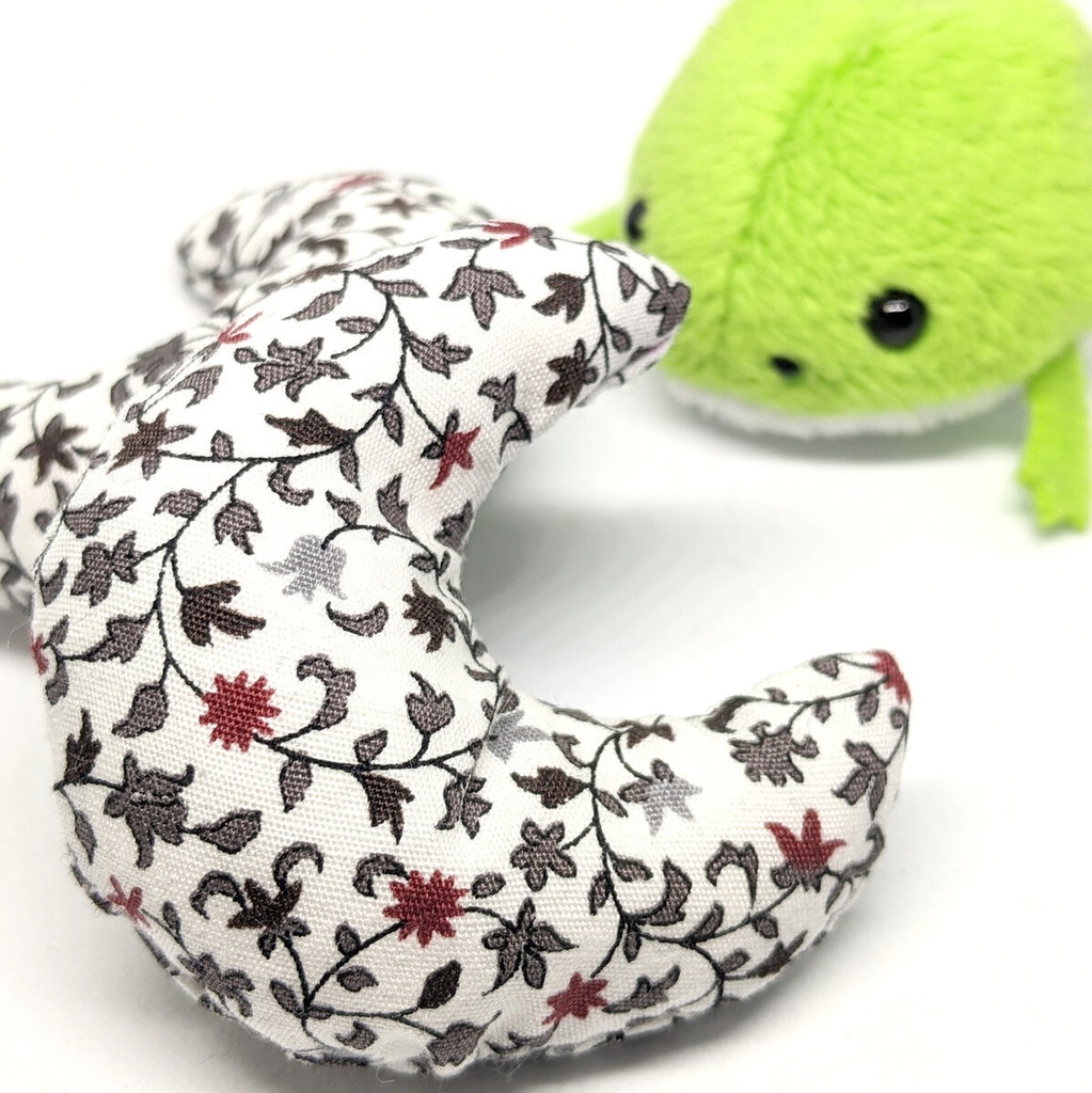 ミニチュア月型クッション/アンティーク風 蔦柄・2個