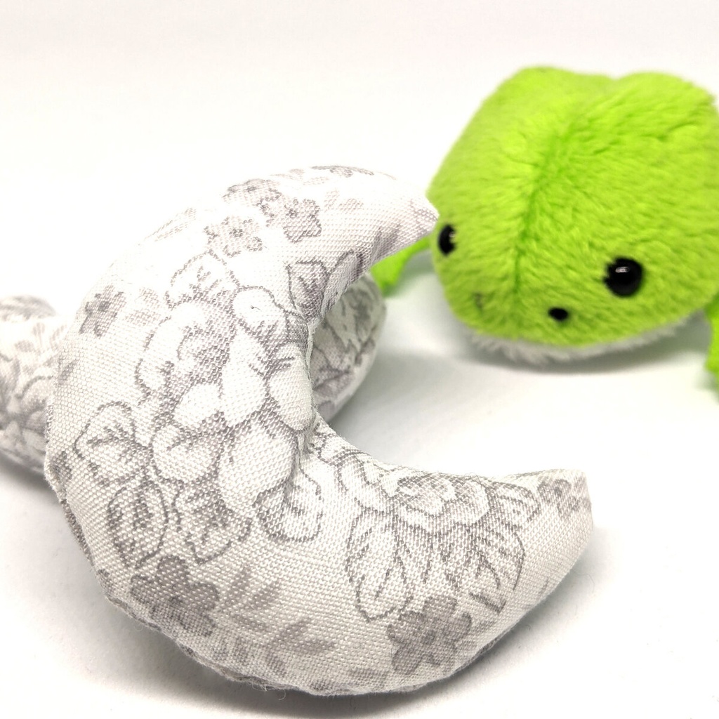 ミニチュア月型クッション/アンティーク風 薔薇柄・ホワイト・2個