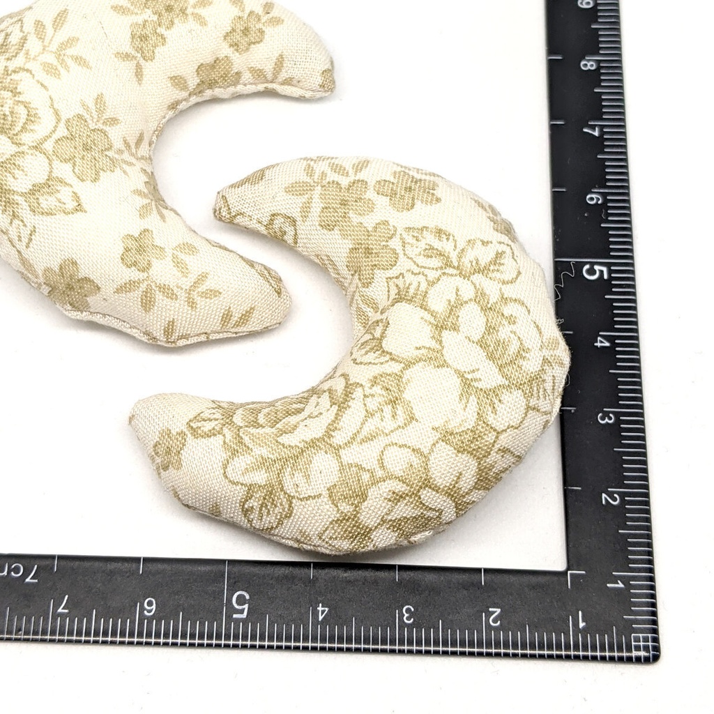 ミニチュア月型クッション/アンティーク風 薔薇柄・ブラウン・2個