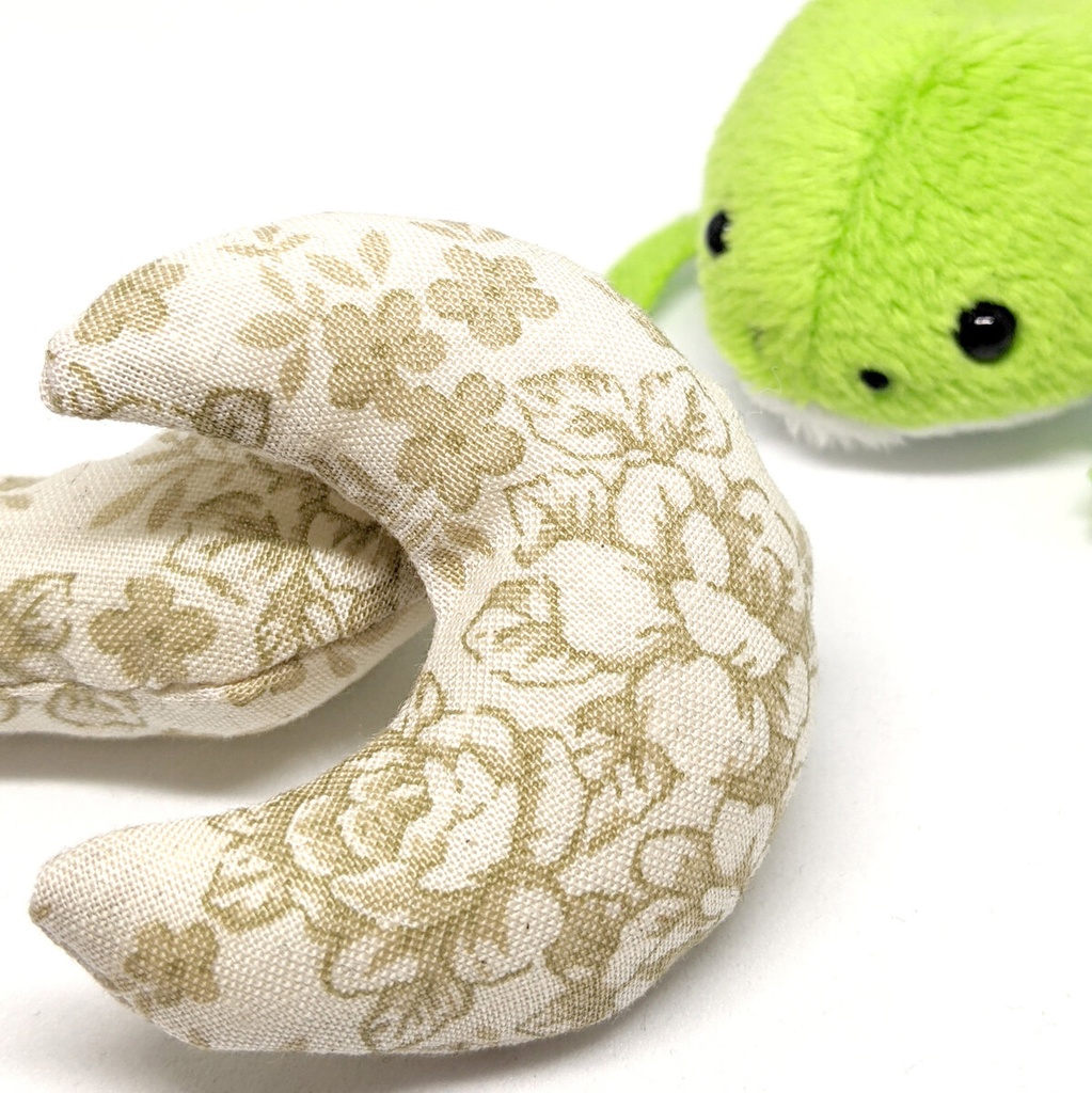 ミニチュア月型クッション/アンティーク風 薔薇柄・ブラウン・2個