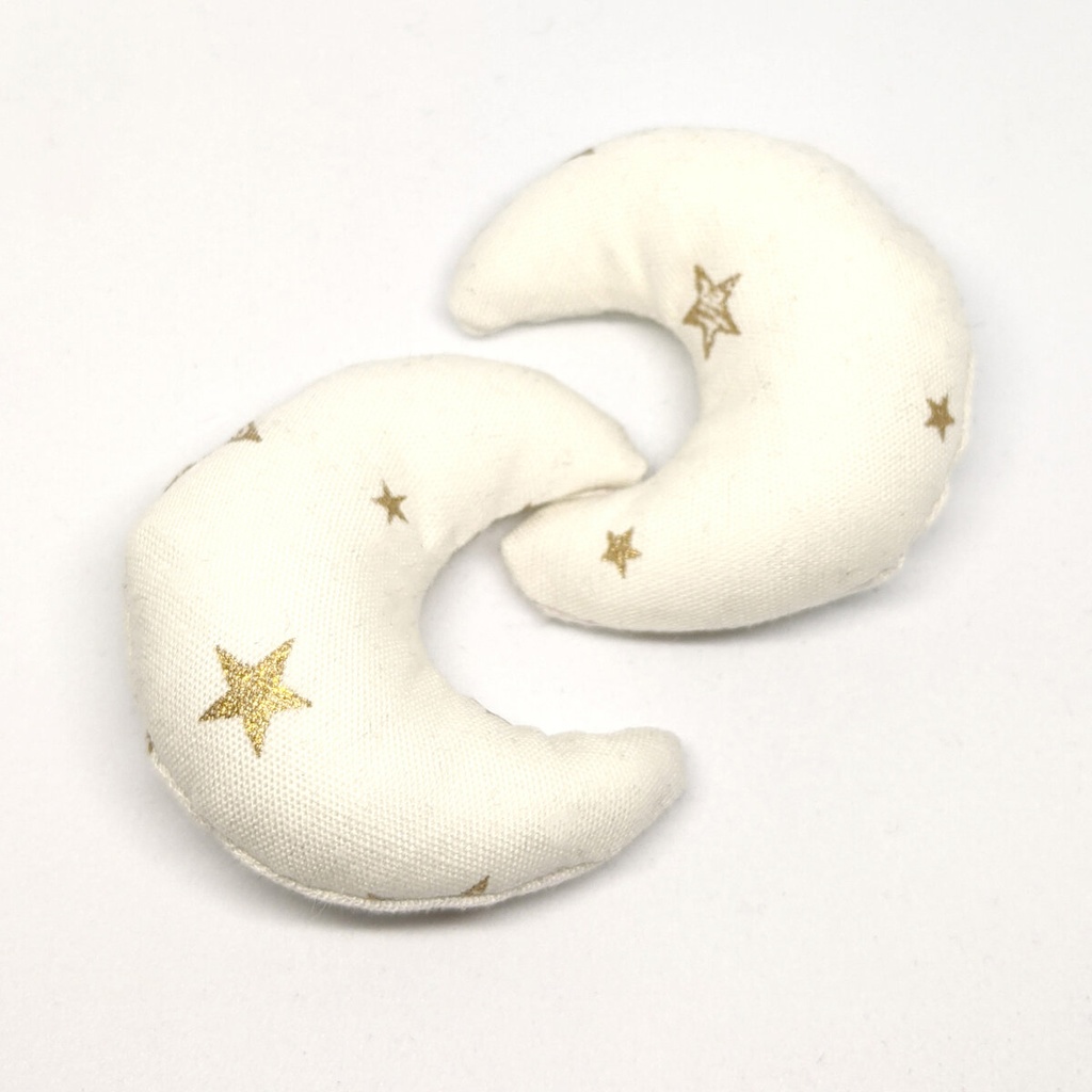 ミニチュア月型クッション/星柄・金白・2個