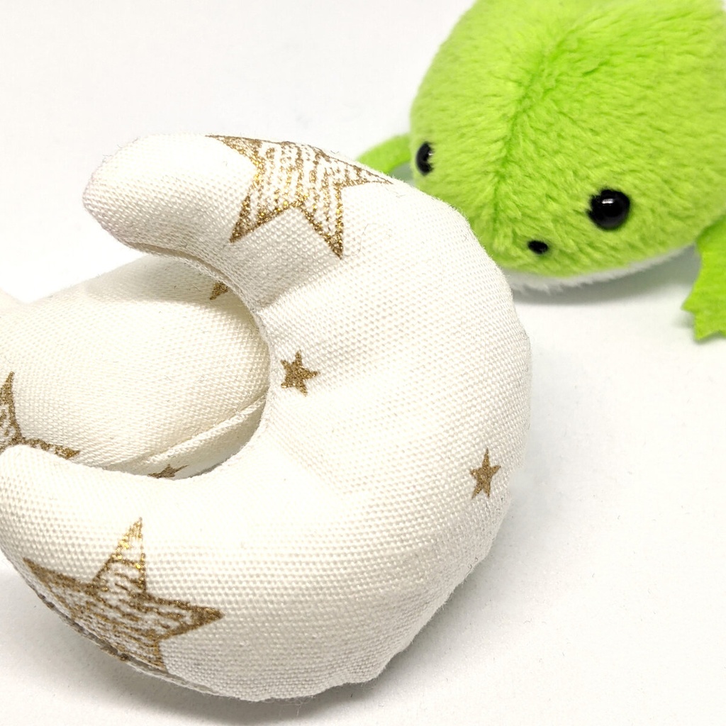 ミニチュア月型クッション/星柄・金白・2個