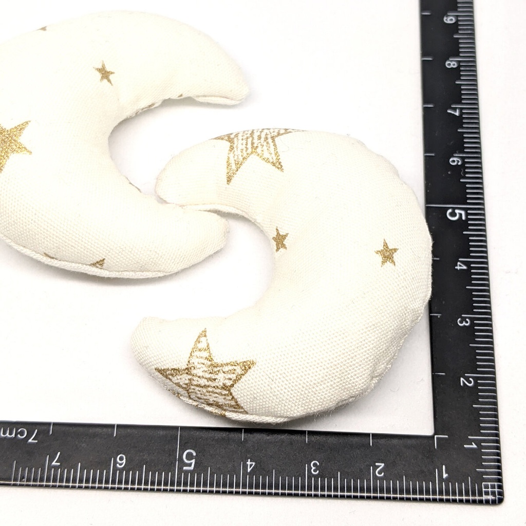 ミニチュア月型クッション/星柄・金白・2個