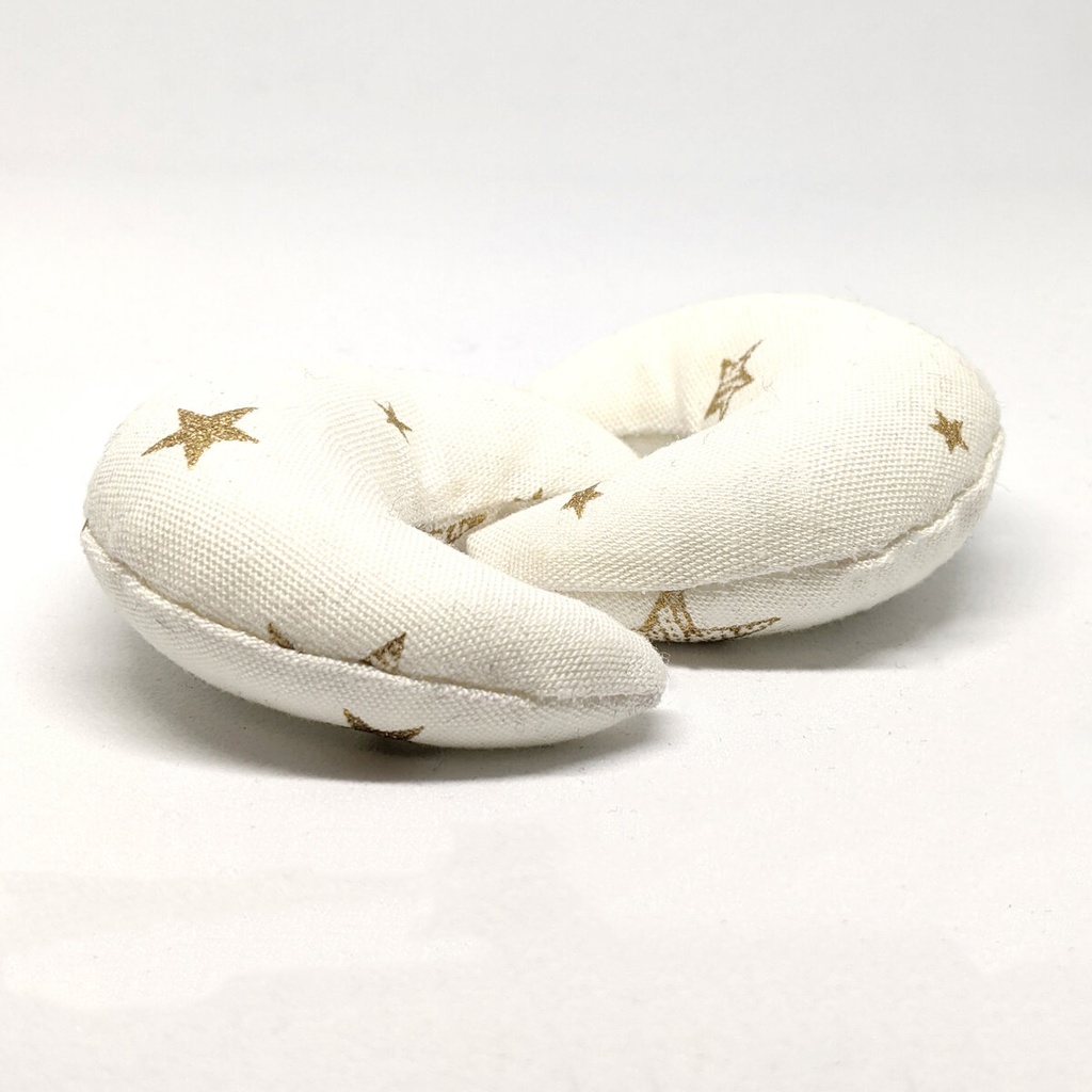 ミニチュア月型クッション/星柄・金白・2個