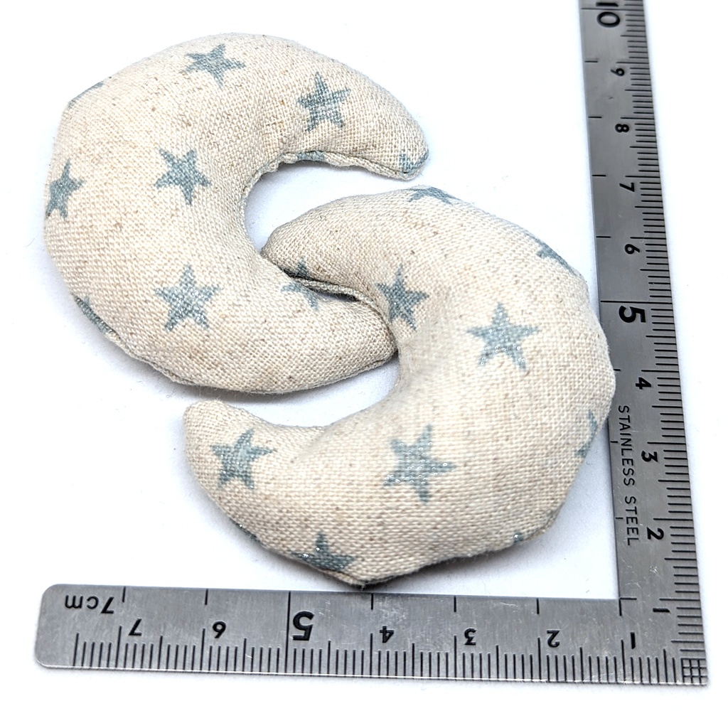 ミニチュア月型クッション/ブルースター・キャンバス生地・2個