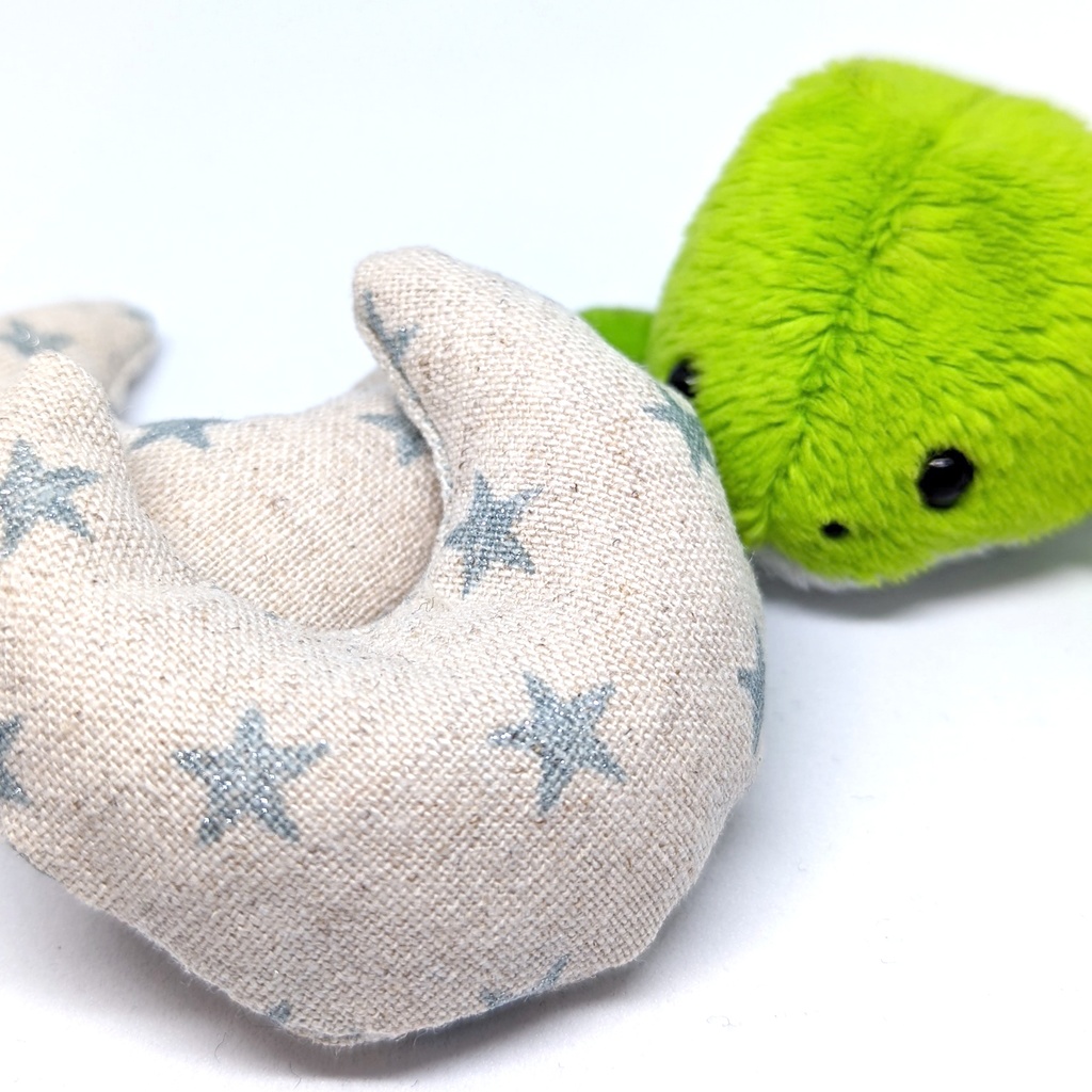 ミニチュア月型クッション/ブルースター・キャンバス生地・2個