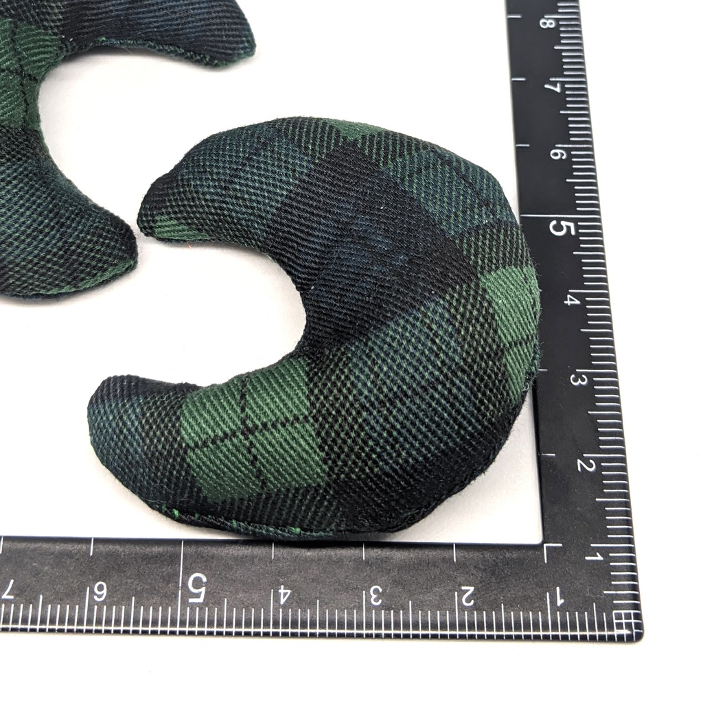 ミニチュア月型クッション/チェック柄 緑色・2個