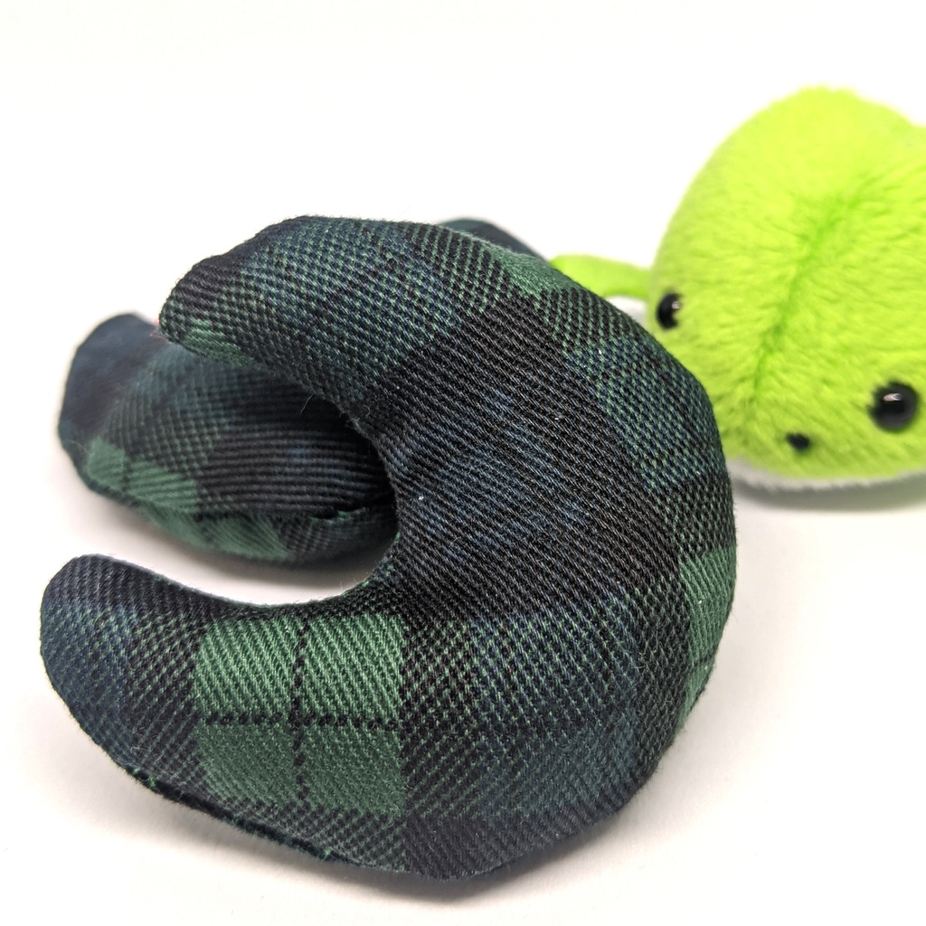 ミニチュア月型クッション/チェック柄 緑色・2個