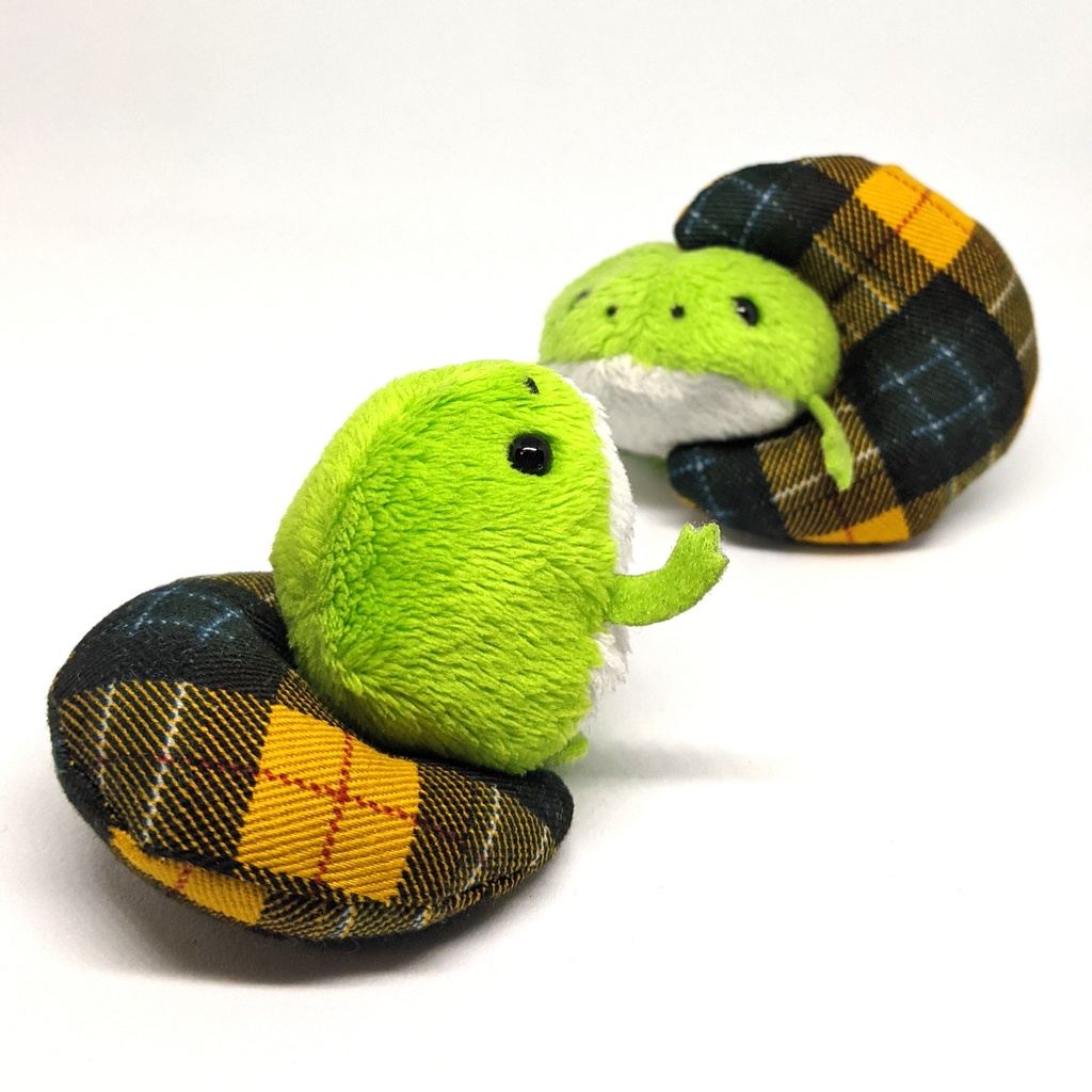 ミニチュア月型クッション/チェック柄 黄色・2個