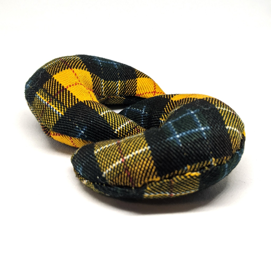 ミニチュア月型クッション/チェック柄 黄色・2個