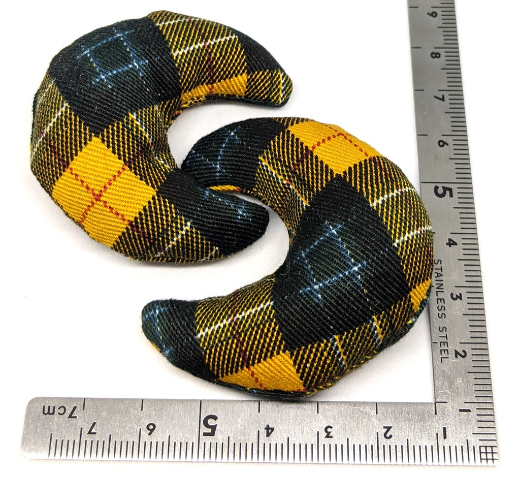 ミニチュア月型クッション/チェック柄 黄色・2個