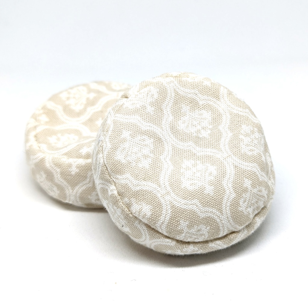 ミニチュアビーズクッション/ラウンド型 ダマスク柄 ライトブラウン・2個