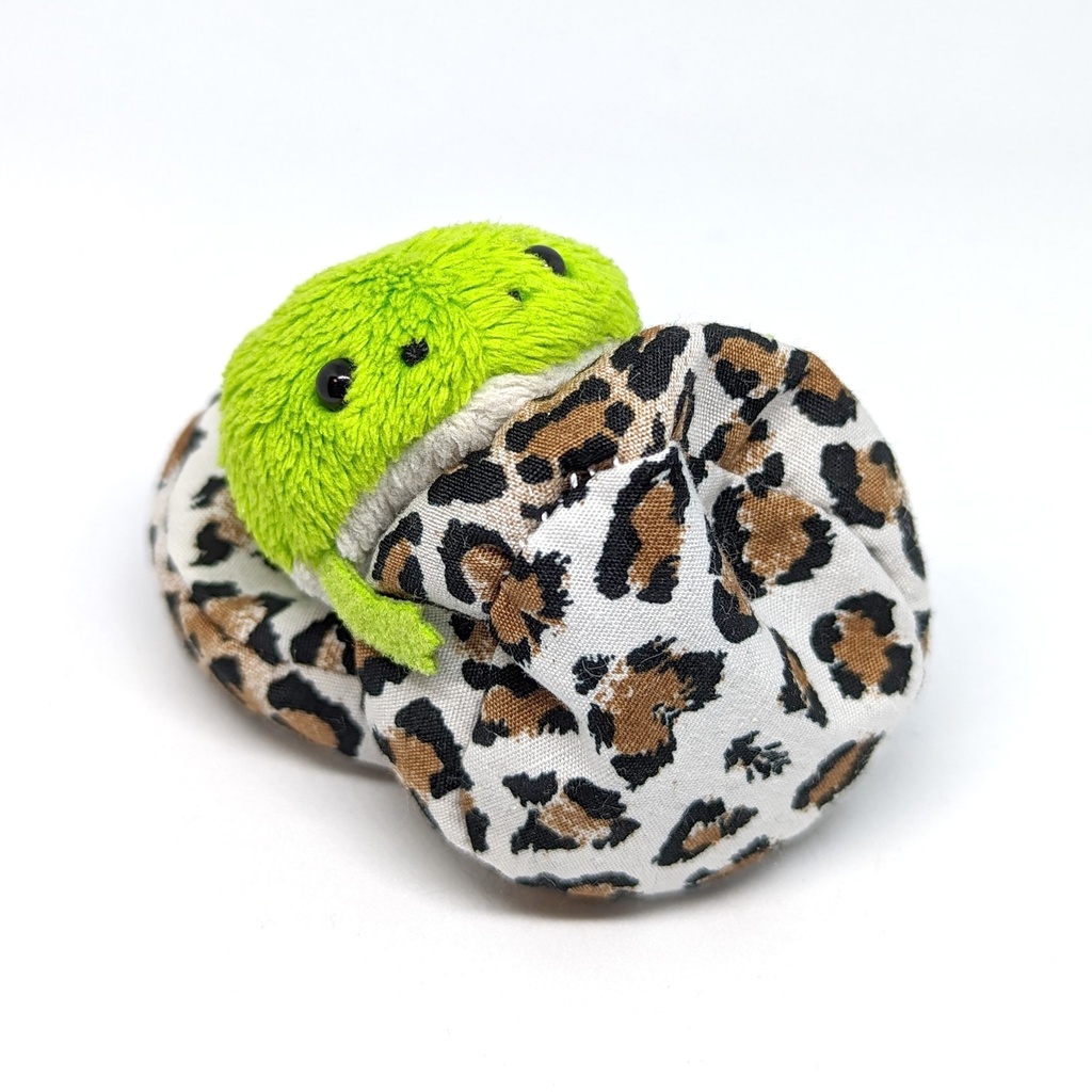 ミニチュアビーズクッション/ラウンド型 ヒョウ柄・ホワイトブラウン・2個