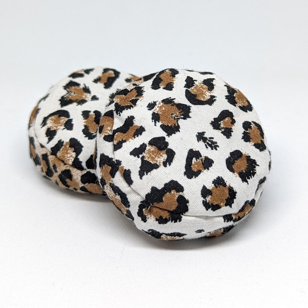 ミニチュアビーズクッション/ラウンド型 ヒョウ柄・ホワイトブラウン・2個