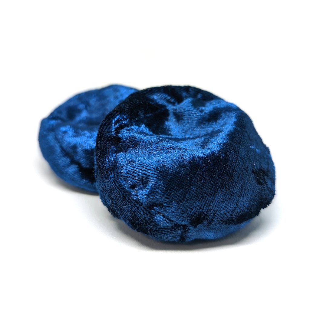 ミニチュアビーズクッション/ラウンド型 ベロア生地ロイヤルブルー・2個