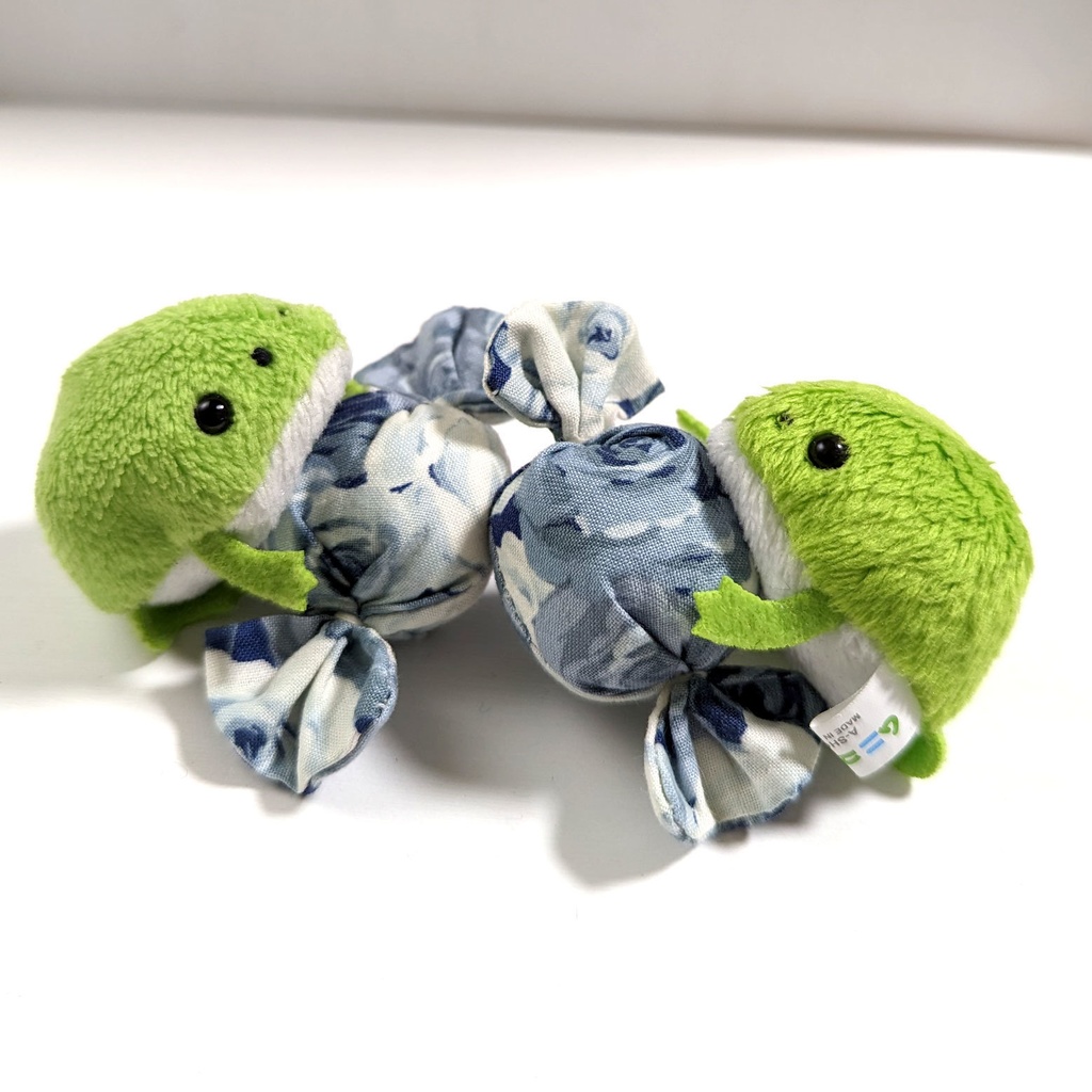 ミニチュアキャンディクッション/薔薇柄・青・2個