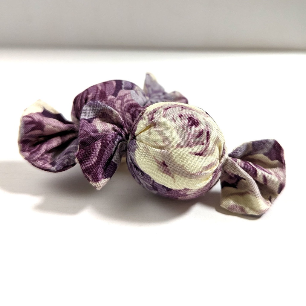 ミニチュアキャンディクッション/薔薇柄・紫・2個