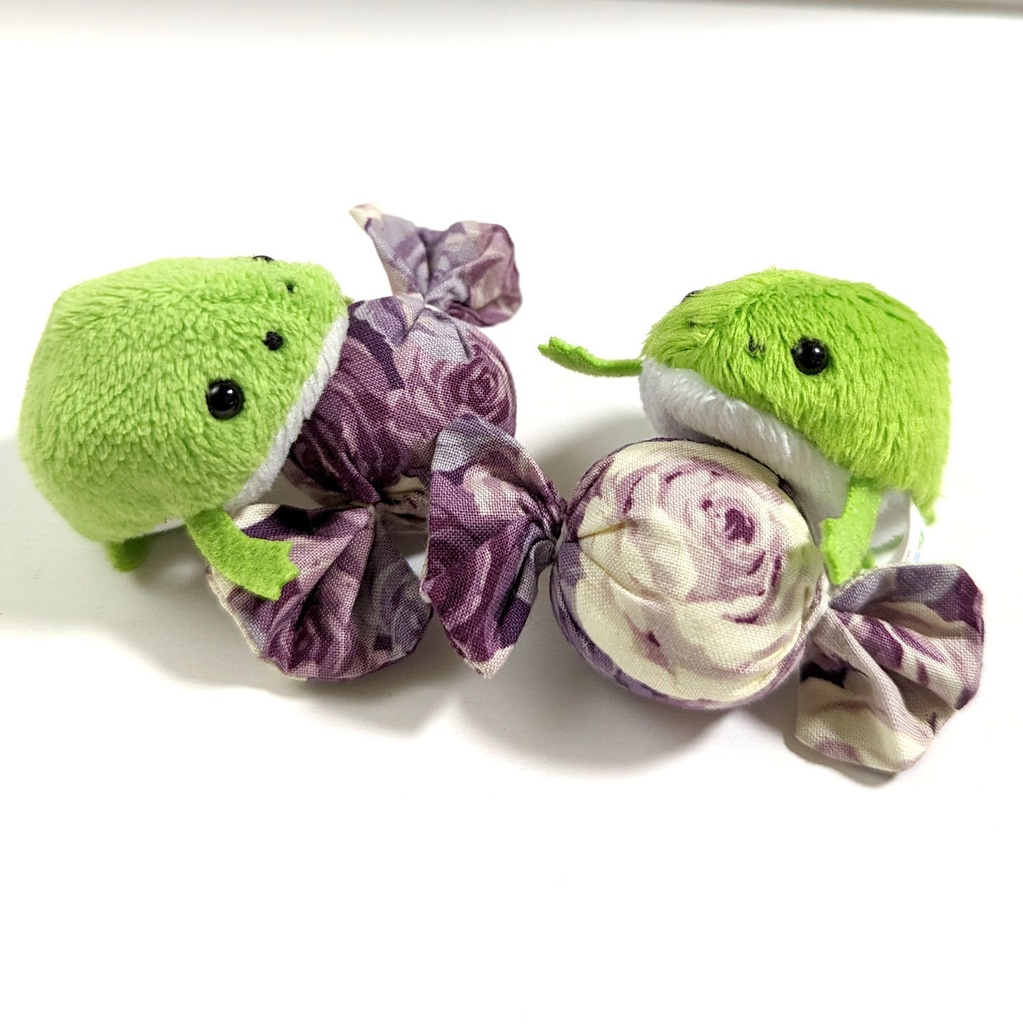 ミニチュアキャンディクッション/薔薇柄・紫・2個