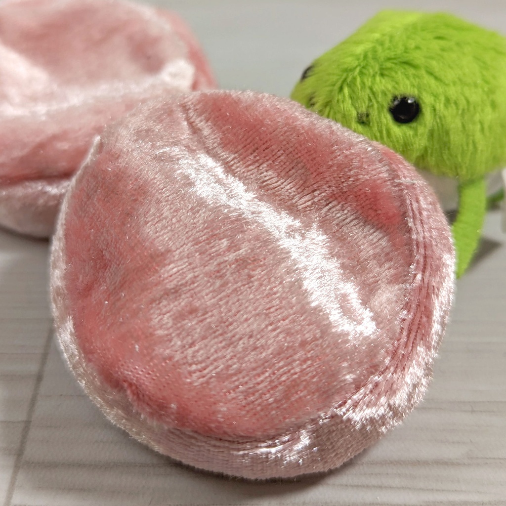 ミニチュアビーズクッション/ラウンド型 ベロア生地ピンク・2個