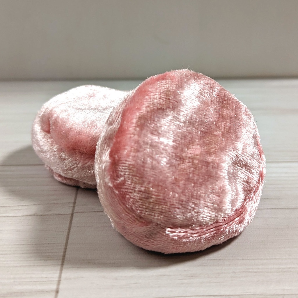 ミニチュアビーズクッション/ラウンド型 ベロア生地ピンク・2個