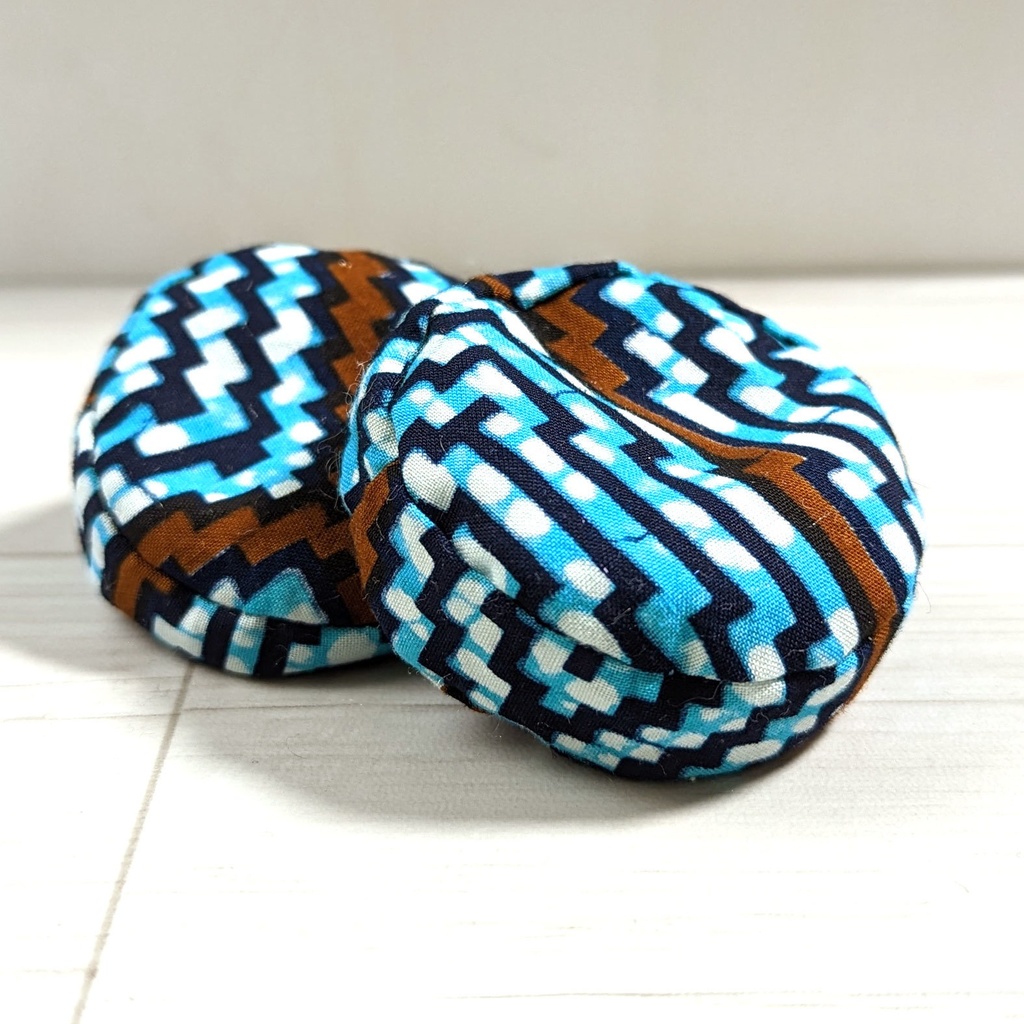 ミニチュアビーズクッション/ラウンド型 ブルージグザグ・2個