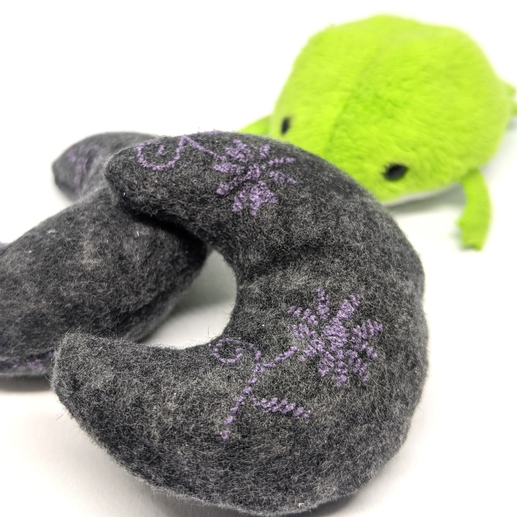 ミニチュア月型クッション/ベロア風生地・花紫・2個