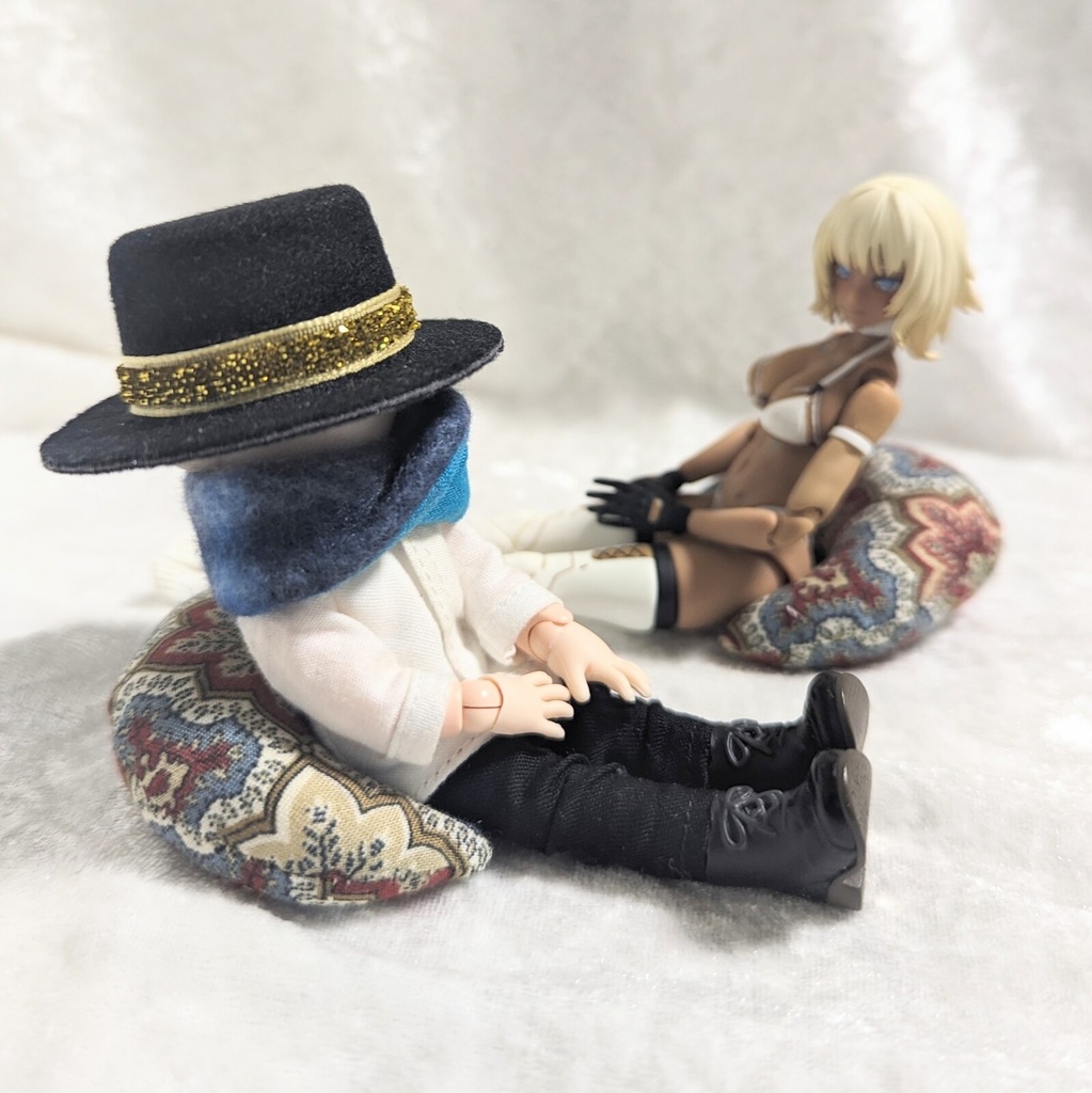 ミニチュア月型クッション/イスラム柄ブラウン・2個