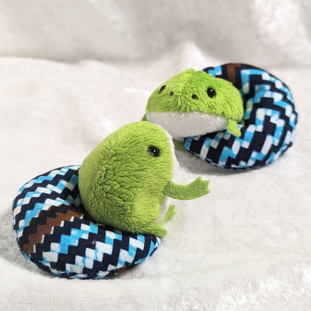 ミニチュア月型クッション/ブルージグザグ・2個