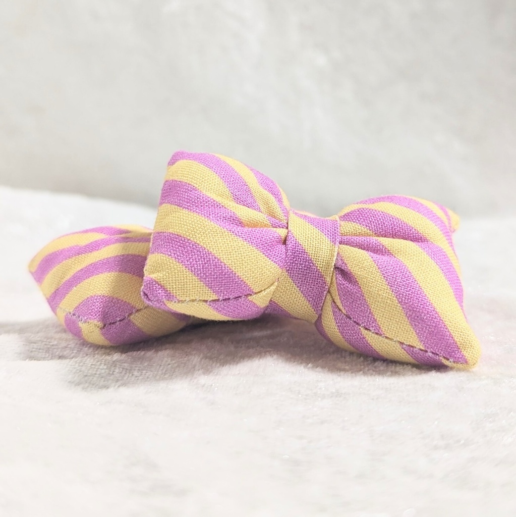 ミニチュアリボンクッション/ストライプ ピーチ・2個