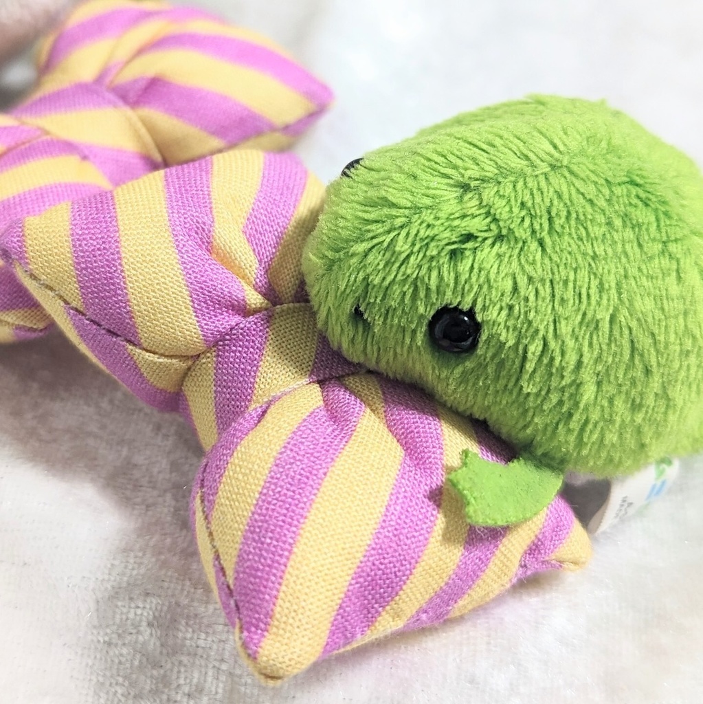 ミニチュアリボンクッション/ストライプ ピーチ・2個